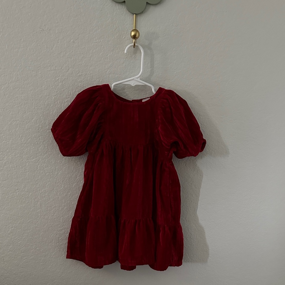 H&M Red Velvet Puff Sleeve Dress, 18 Months